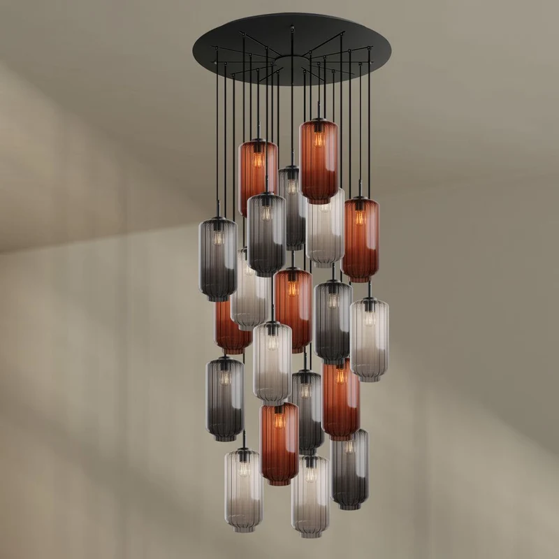 s.luce Velo Galerie-Pendelleuchte 20-flammig Ø 120cm Ø 18cm