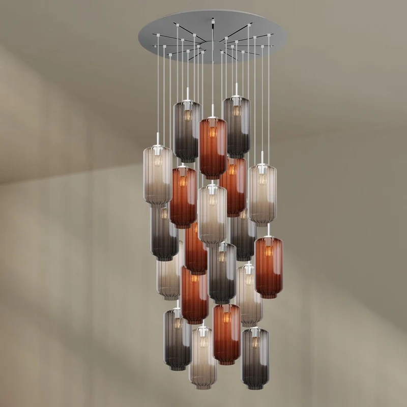 s.luce Velo Galerie-Pendelleuchte 20-flammig Ø 120cm Ø 18cm