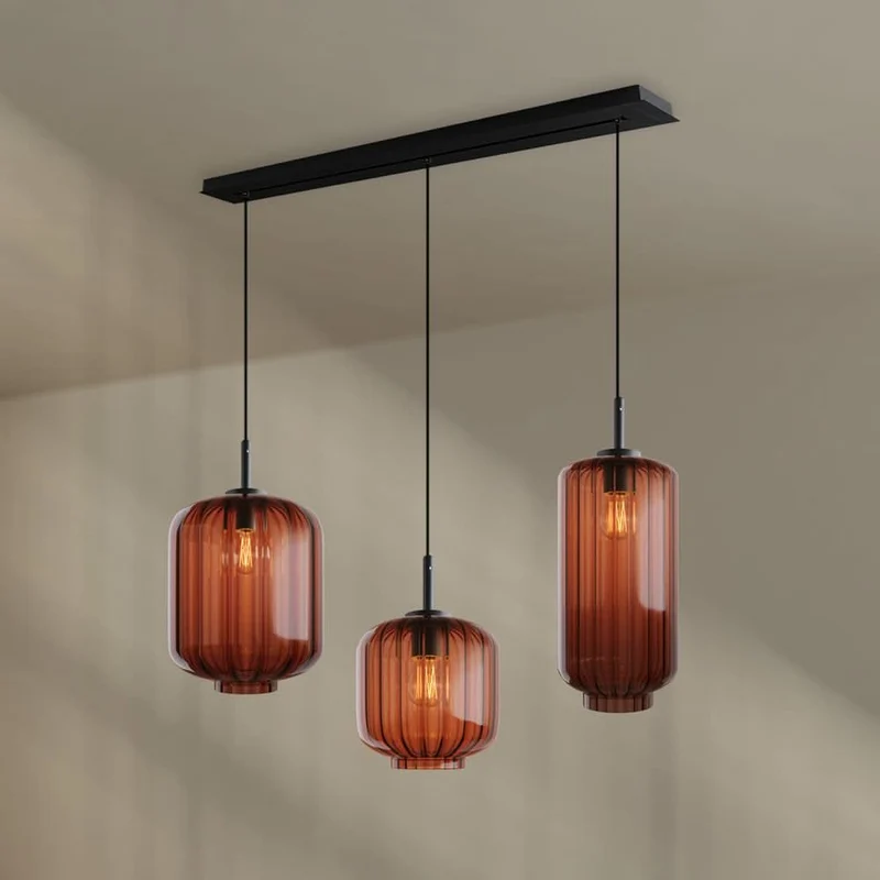 s.luce Velo Esstisch-Hängelampe 3-flammig 120cm Ø 18/20/25cm