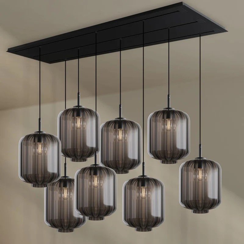 s.luce Velo Esszimmerleuchte 8-flammig 200cm 3-reihig Ø 25cm