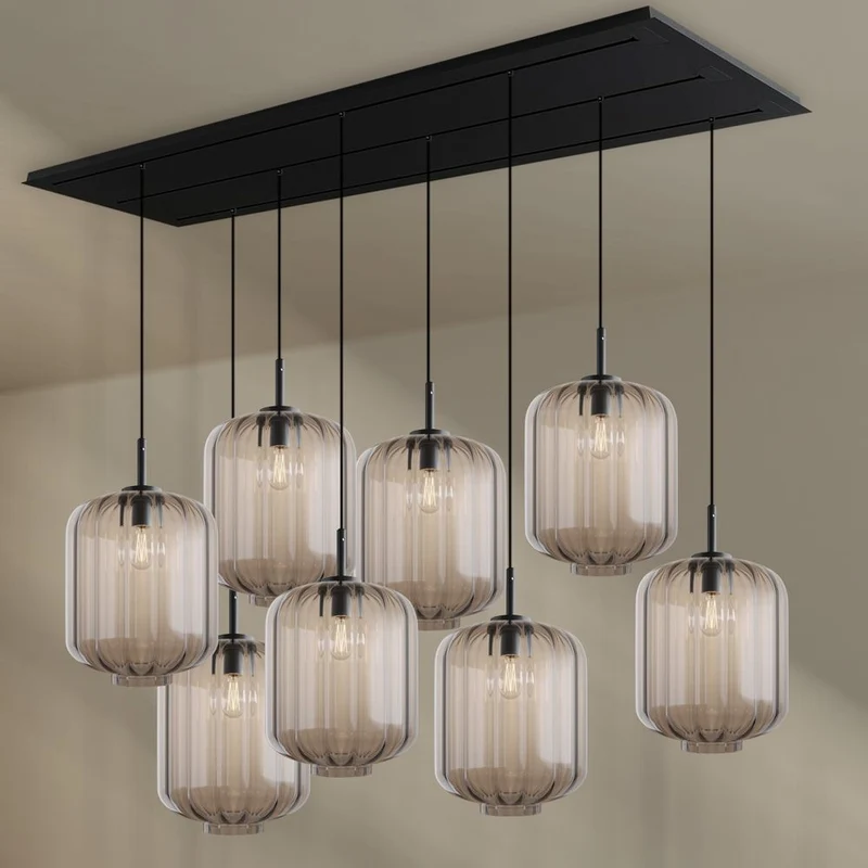 s.luce Velo Esszimmerleuchte 8-flammig 200cm 3-reihig Ø 25cm