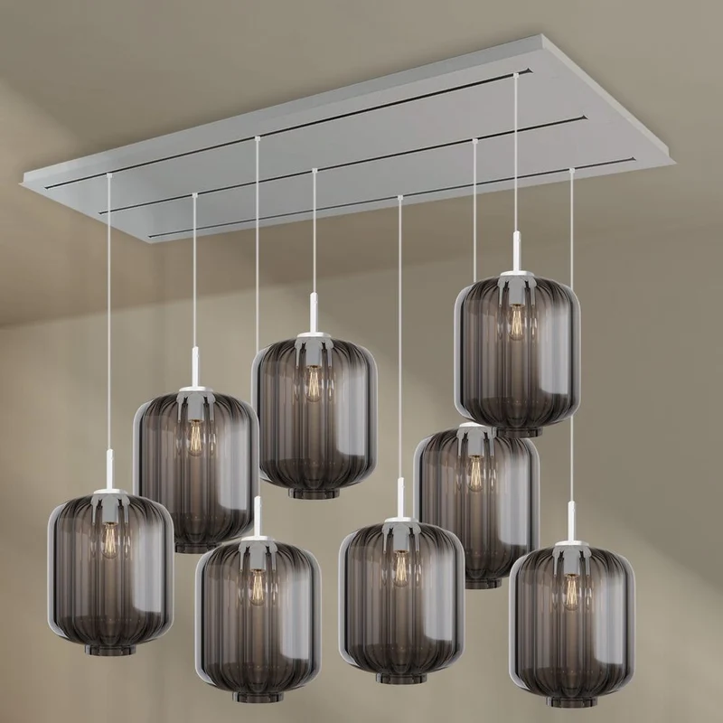 s.luce Velo Esszimmerleuchte 8-flammig 200cm 3-reihig Ø 25cm
