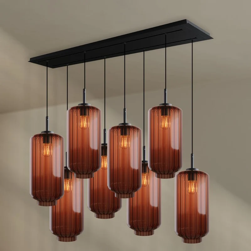 s.luce Velo Esstischlampe 8-flammig 160cm 2-reihig Ø 18cm