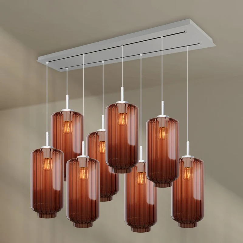 s.luce Velo Esstischlampe 8-flammig 160cm 2-reihig Ø 18cm
