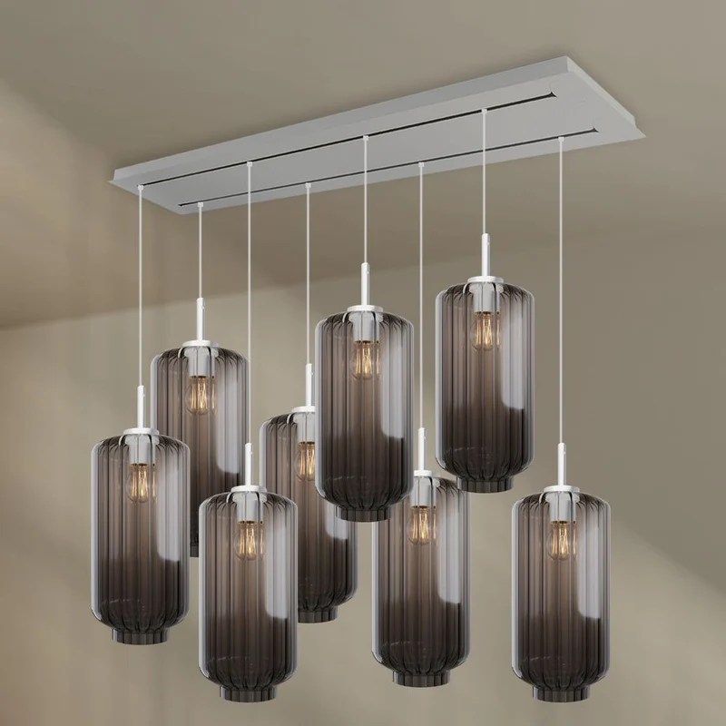 s.luce Velo Esstischlampe 8-flammig 160cm 2-reihig Ø 18cm