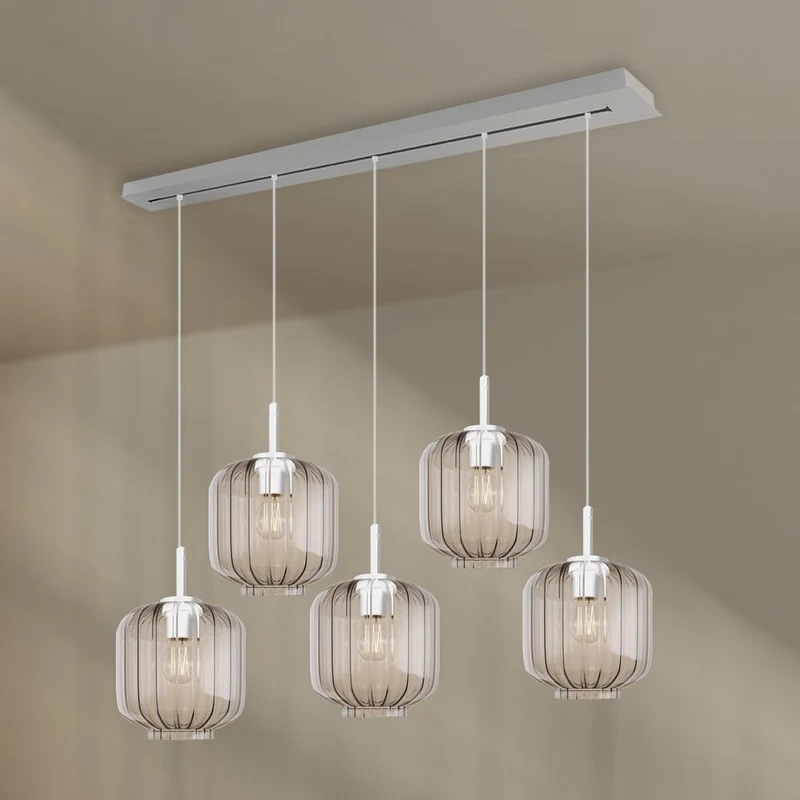 s.luce Velo Esstischlampe 5-flammig 160cm Baldachin Ø 20cm