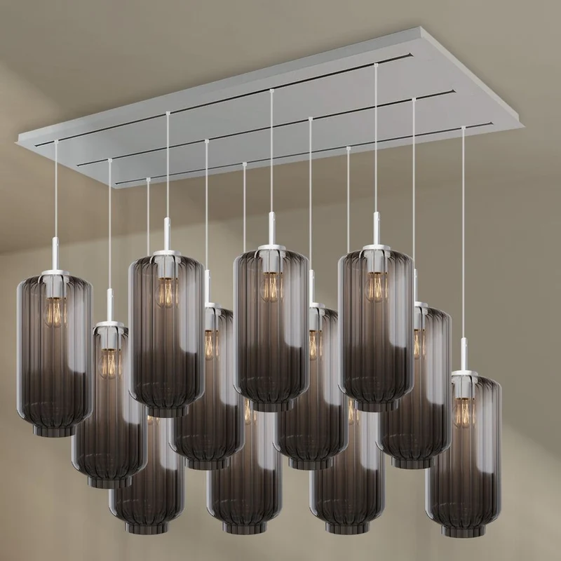 s.luce Velo Esszimmerleuchte 12-flammig 200cm 3-reihig Ø 18cm