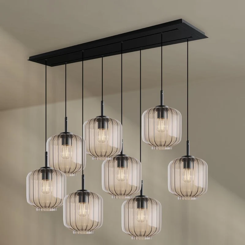 s.luce Velo Esszimmerlampe 8-flammig 160cm 2-reihig Ø 20cm