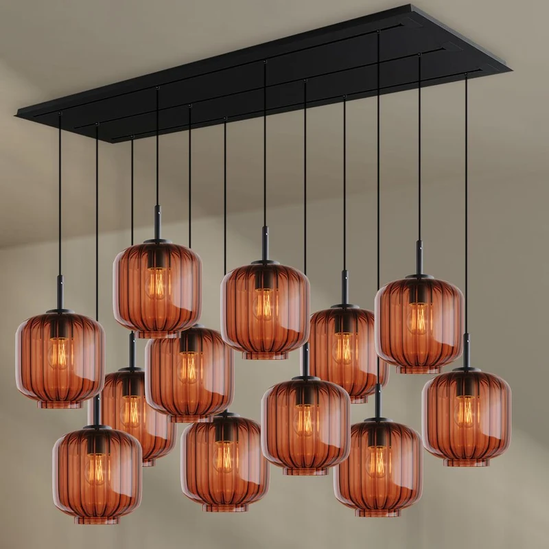 s.luce Velo Esstischlampe 12-flammig 200cm 3-reihig Ø 20cm