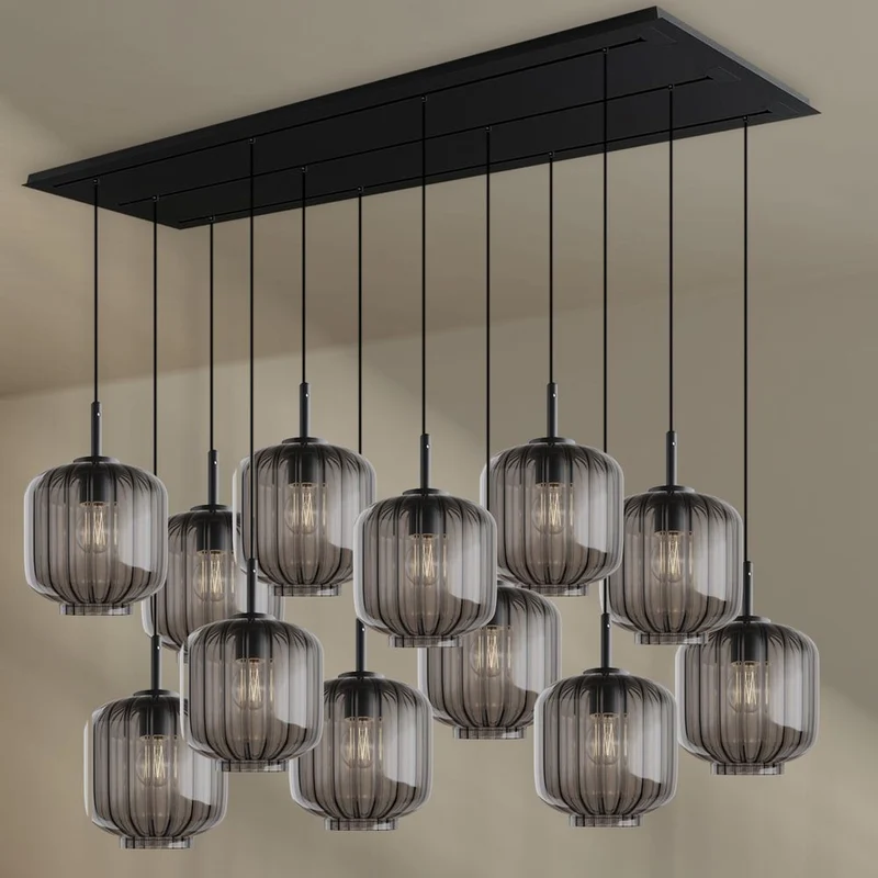 s.luce Velo Esstischlampe 12-flammig 200cm 3-reihig Ø 20cm