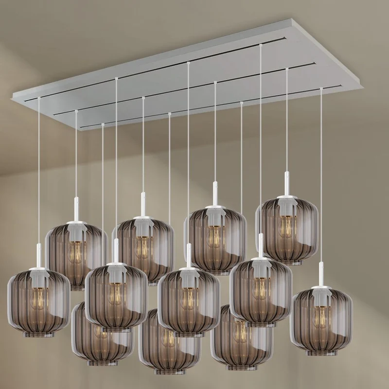 s.luce Velo Esstischlampe 12-flammig 200cm 3-reihig Ø 20cm