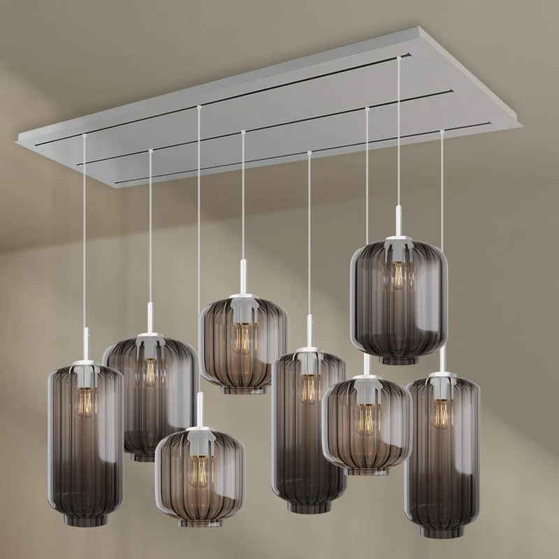 s.luce Velo Esstischleuchte 8-flammig 200cm 3-reihig Ø 18/20/25cm