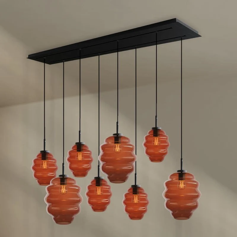 s.luce Echos Esstischleuchte 8-flammig 160cm 2-reihig Ø 18/25cm