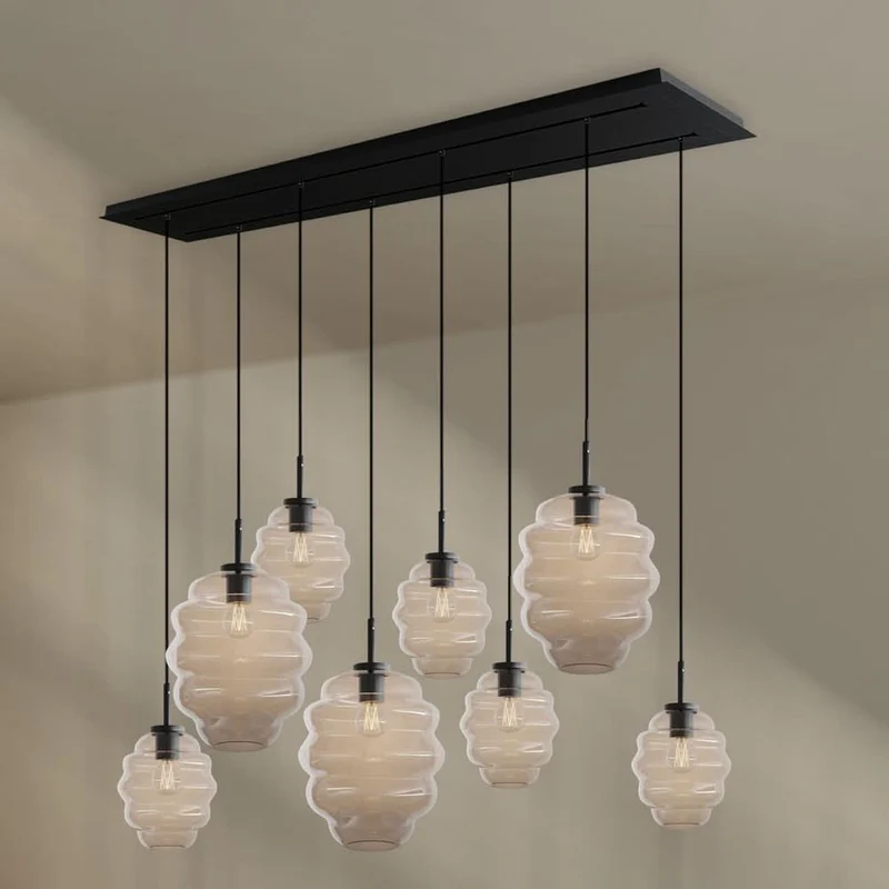 s.luce Echos Esstischleuchte 8-flammig 160cm 2-reihig Ø 18/25cm