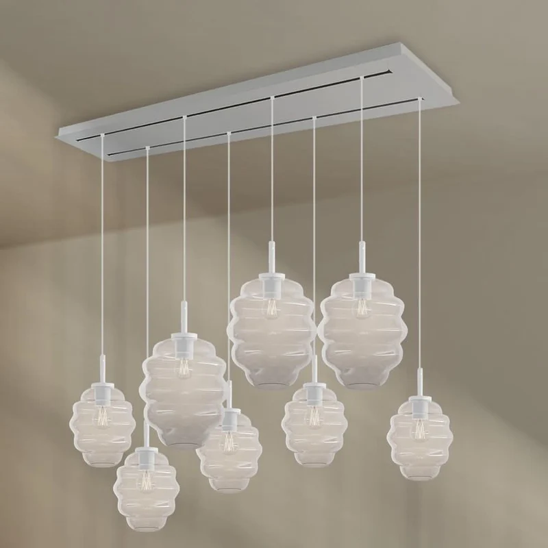 s.luce Echos Esstischleuchte 8-flammig 160cm 2-reihig Ø 18/25cm