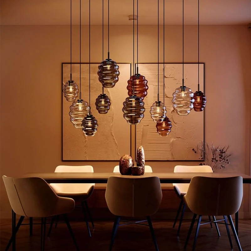 s.luce Echos Esstischlampe 8-flammig 200cm 3-reihig Ø 18/25cm