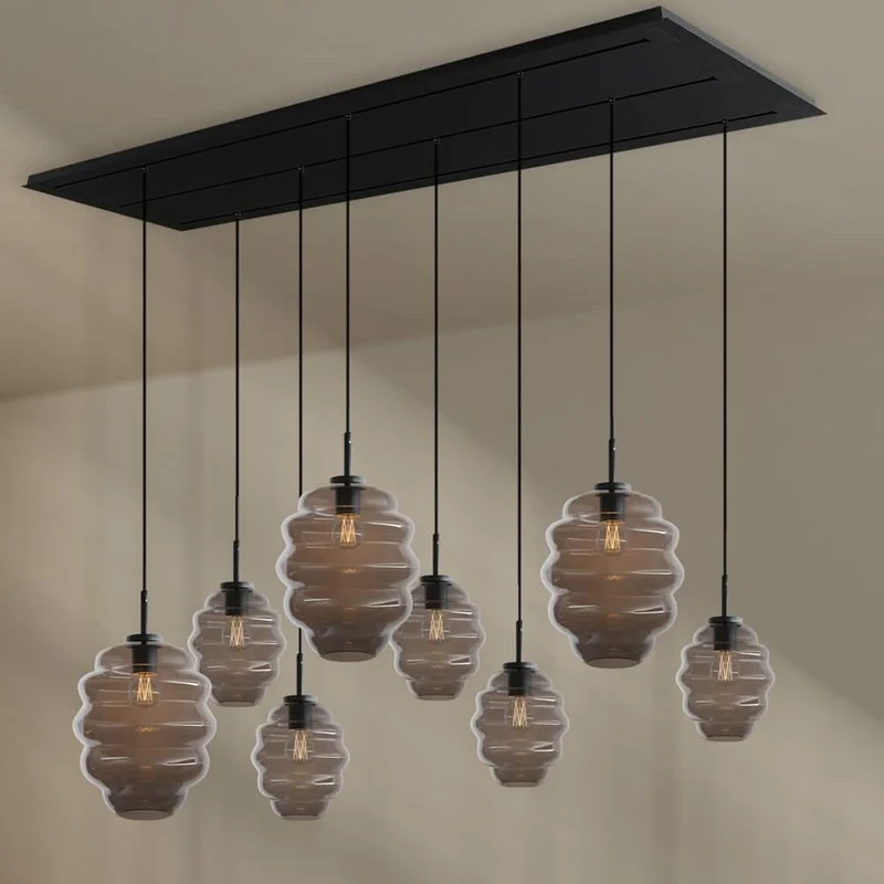 s.luce Echos Esstischlampe 8-flammig 200cm 3-reihig Ø 18/25cm