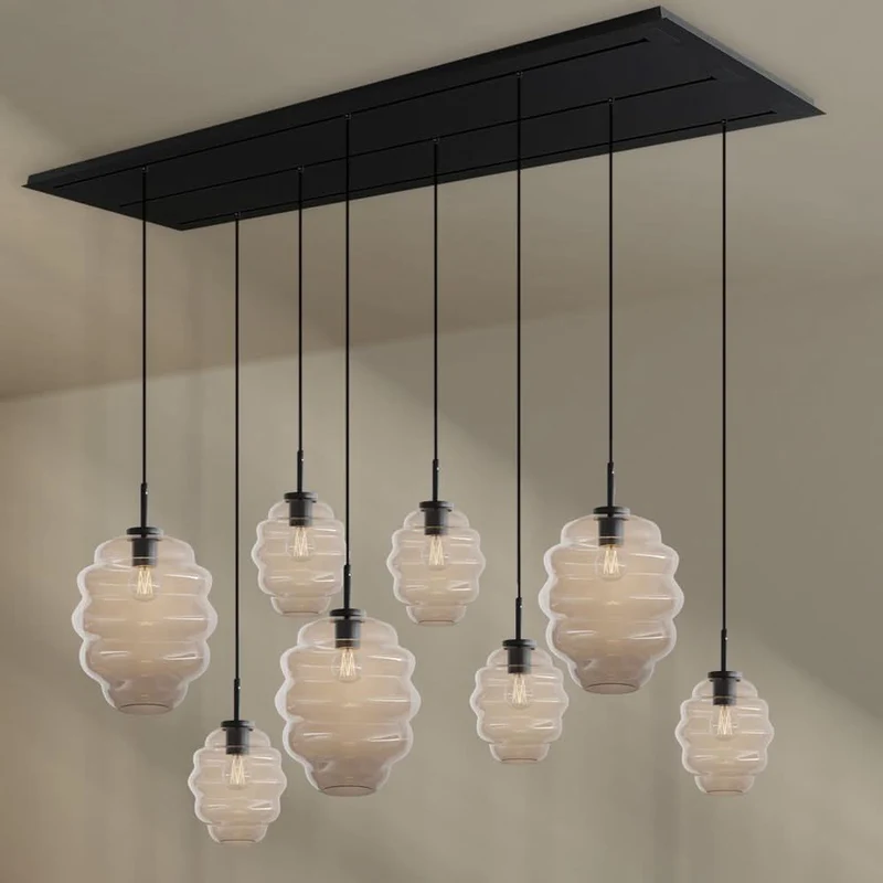 s.luce Echos Esstischlampe 8-flammig 200cm 3-reihig Ø 18/25cm