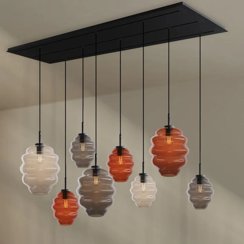 s.luce Echos Esstischlampe 8-flammig 200cm 3-reihig Ø 18/25cm