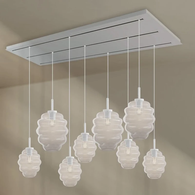s.luce Echos Esstischlampe 8-flammig 200cm 3-reihig Ø 18/25cm