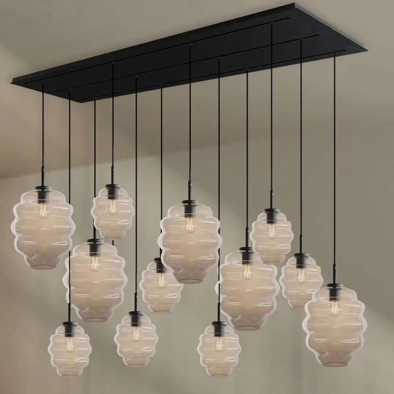 s.luce Echos Esszimmerlampe 12-flammig 200cm 3-reihig Ø 18/25cm