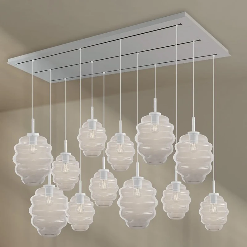 s.luce Echos Esszimmerlampe 12-flammig 200cm 3-reihig Ø 18/25cm