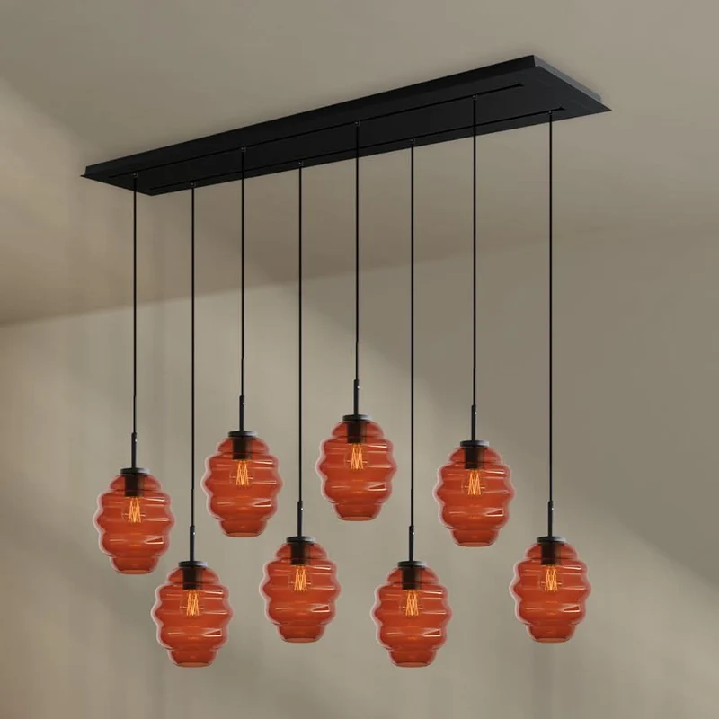 s.luce Echos Esstischlampe 8-flammig 160cm 2-reihig Ø 18cm