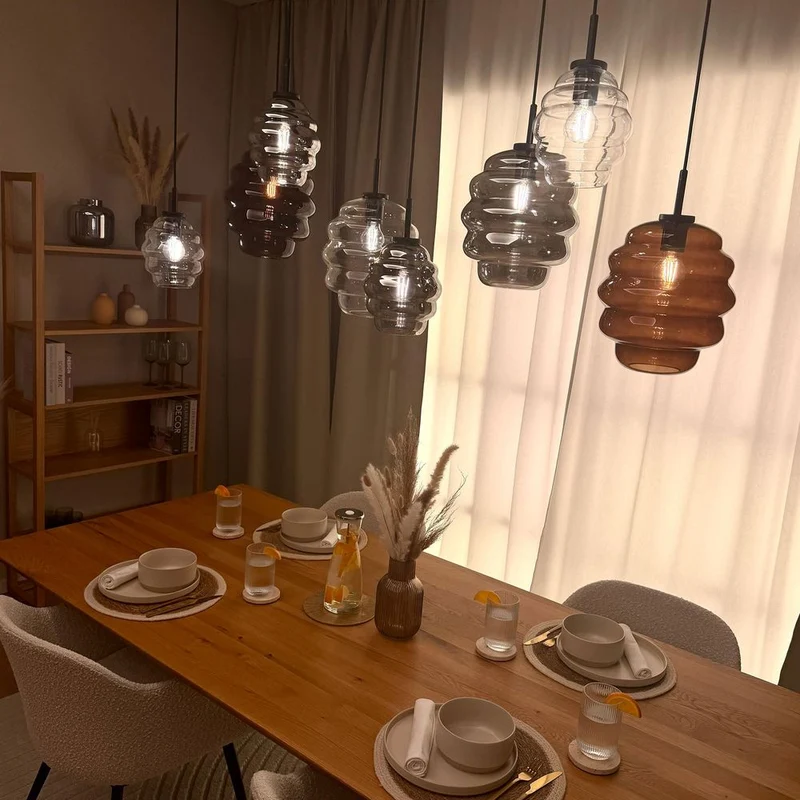 s.luce Echos Esstischlampe 8-flammig 160cm 2-reihig Ø 18cm