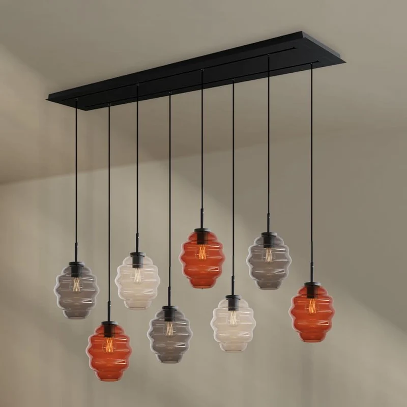 s.luce Echos Esstischlampe 8-flammig 160cm 2-reihig Ø 18cm
