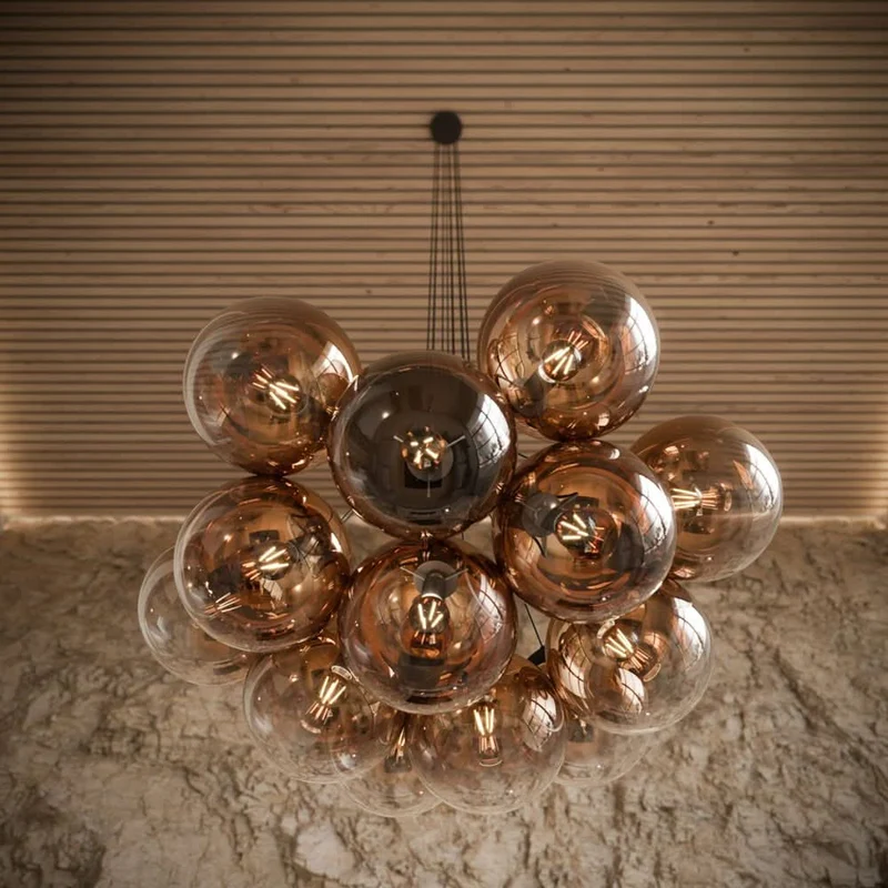 s.luce Orb Cluster Glaskugel Galerieleuchte Pendellampe 13-flammig