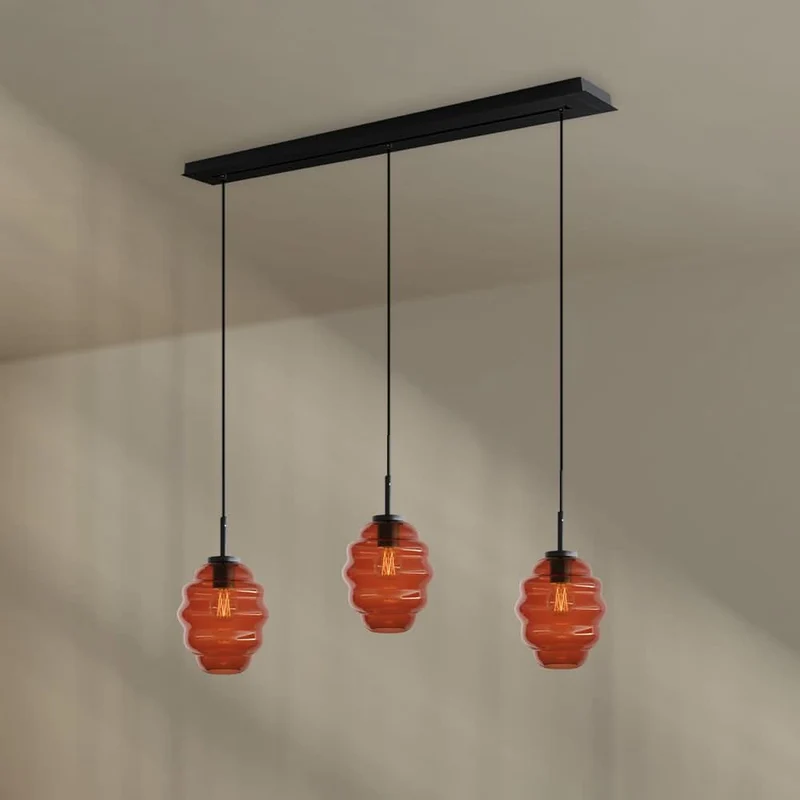 s.luce Echos Esstisch-Hängelampe 3-flammig 120cm Ø 18cm
