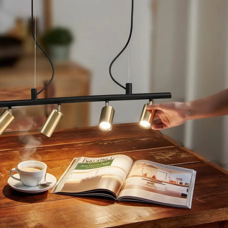 Suspension DYNAMITE SP4 noir et laiton : luminaire 28W Ideal Lux réglable