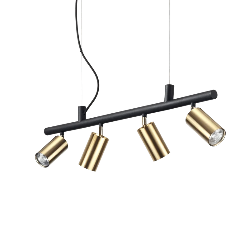 Suspension DYNAMITE SP4 noir et laiton : luminaire 28W Ideal Lux réglable