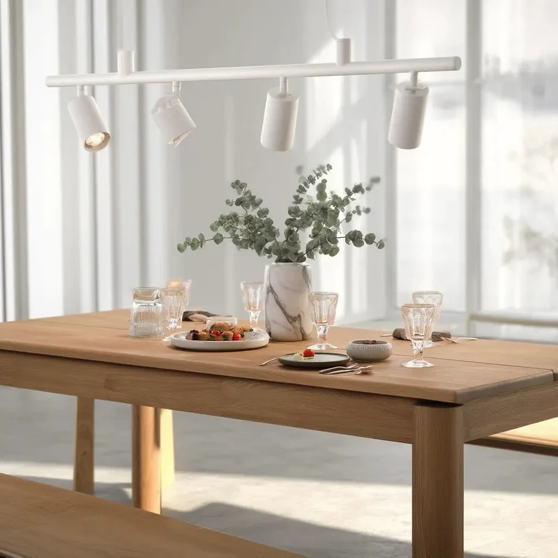 Suspension Dynamite SP4 blanc Idéal Lux : métal design, spots orientables premium