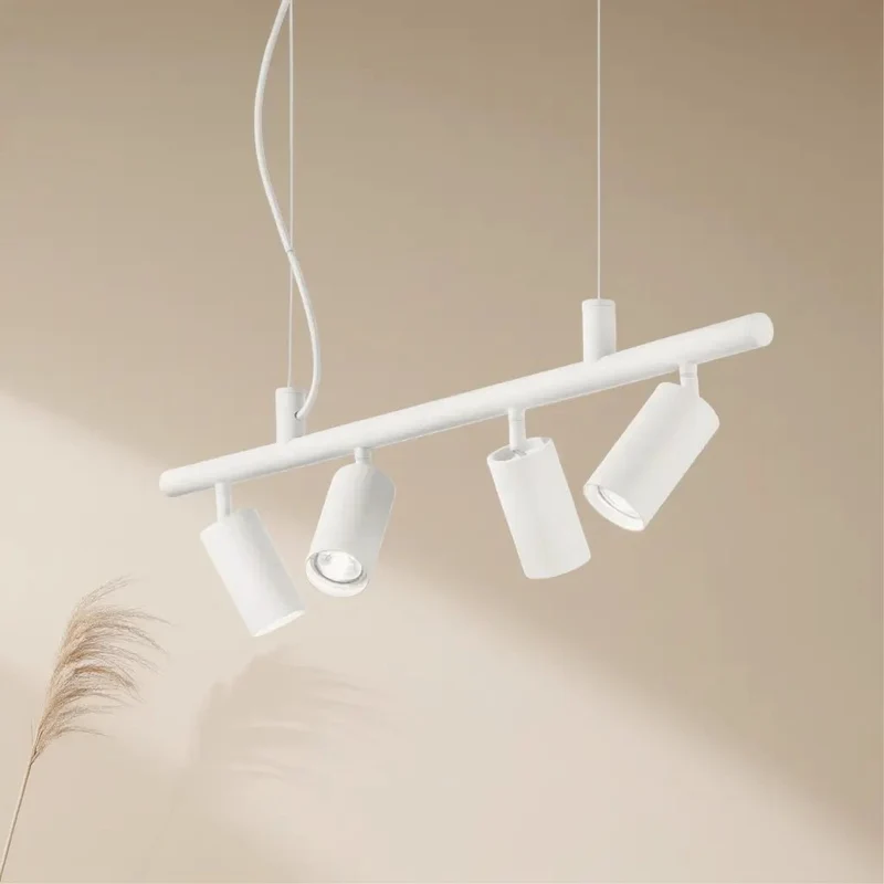 Suspension Dynamite SP4 blanc Idéal Lux : métal design, spots orientables premium