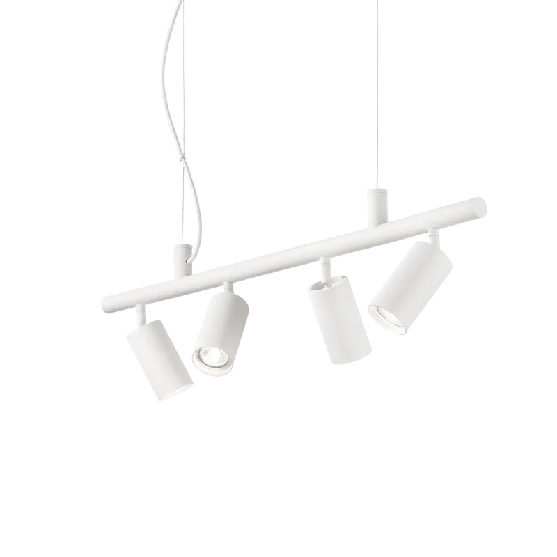 Suspension Dynamite SP4 blanc Idéal Lux : métal design, spots orientables premium