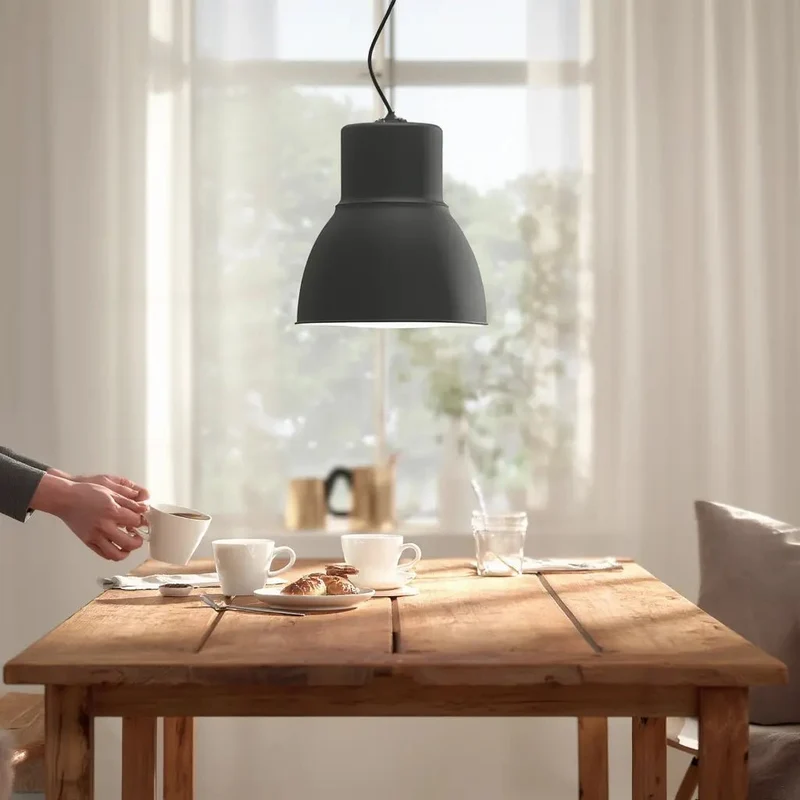 Suspension Breeze Ø465 noir E27 : design gris foncé, intérieur blanc émaillé