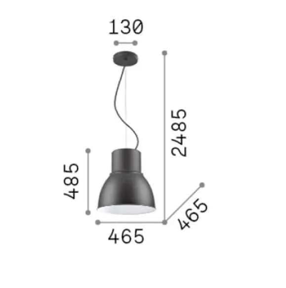 Suspension Breeze Ø465 noir E27 : design gris foncé, intérieur blanc émaillé