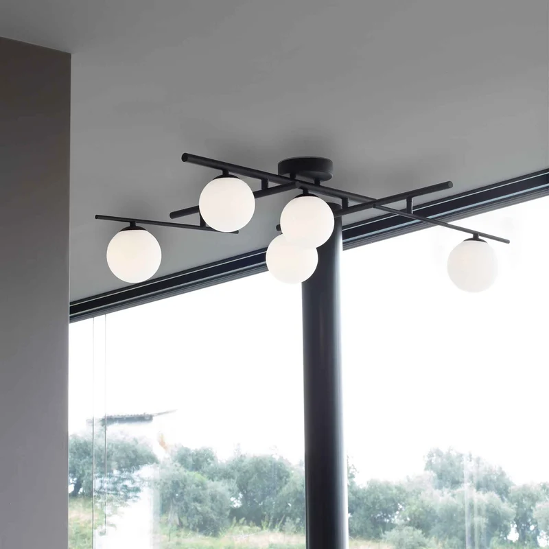 Plafonnier ATLAS noir cinq lampes