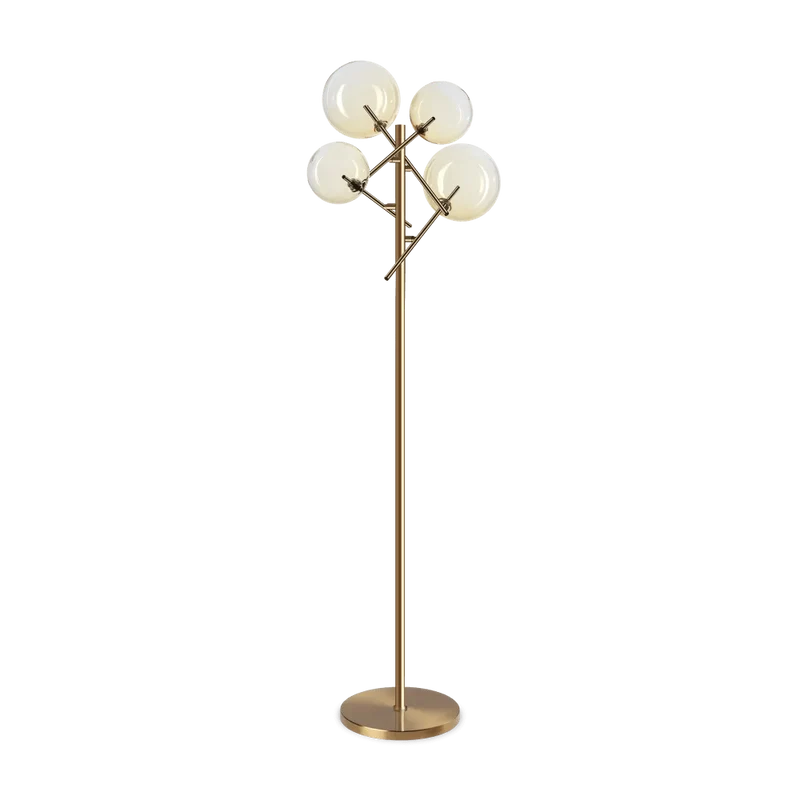 Lampadaire EQUINOXE laiton verres ambrés