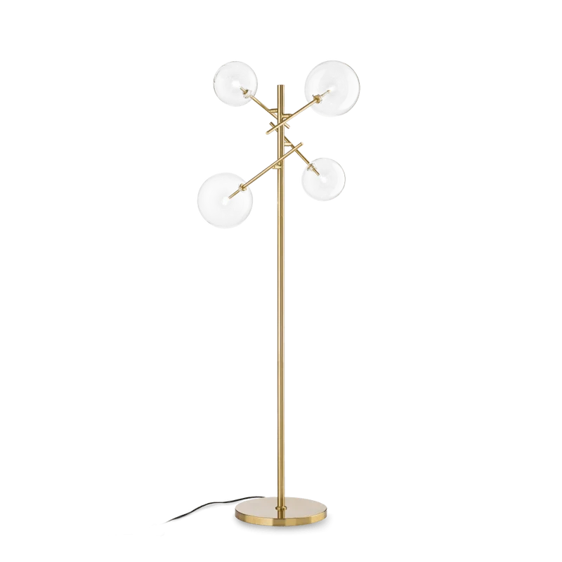 Lampadaire EQUINOXE laiton verres transparents