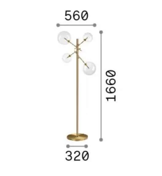 Lampadaire EQUINOXE laiton verres transparents