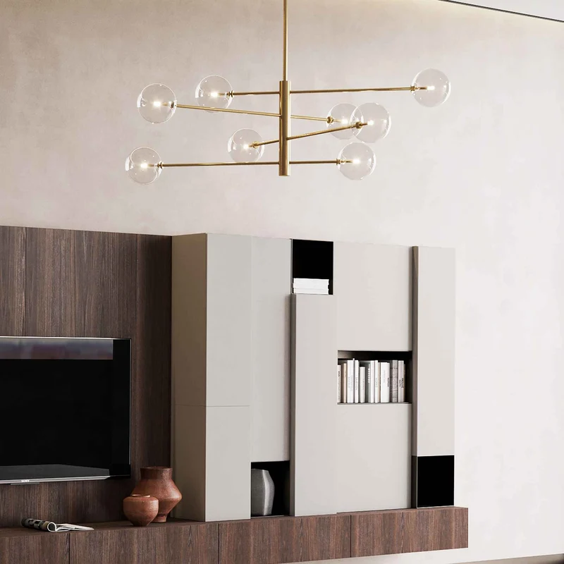 Suspension EQUINOXE laiton 8 verres transparents