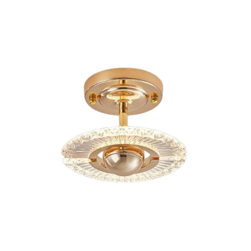 Plafonnier Cristal LED Doré Modulable – Anneau Ajustable, Couloir Salon