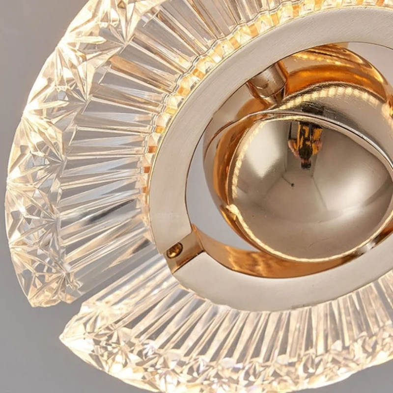 Plafonnier Cristal LED Doré Modulable – Anneau Ajustable, Couloir Salon