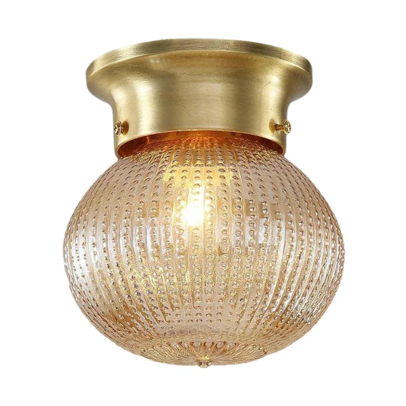 Plafonnier Bronze Doré Verre Teinté – Rétro Chic pour Salon
