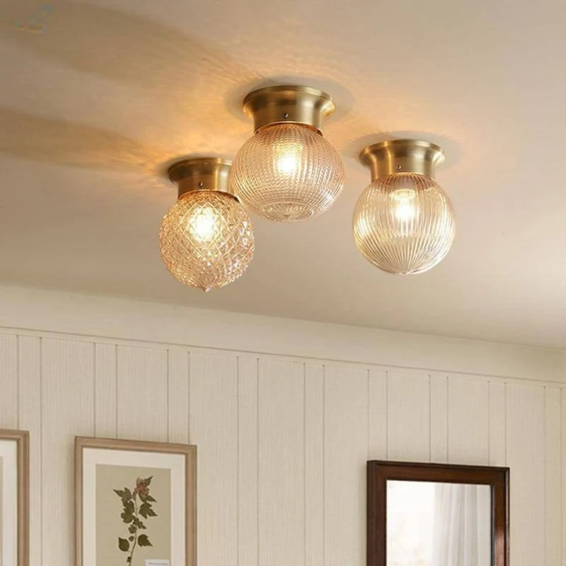 Plafonnier Bronze Doré Verre Teinté – Rétro Chic pour Salon