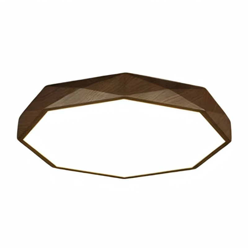 Plafonnier Scandinave Bois Octogonal – Télécommande Incluse, 4 Tailles
