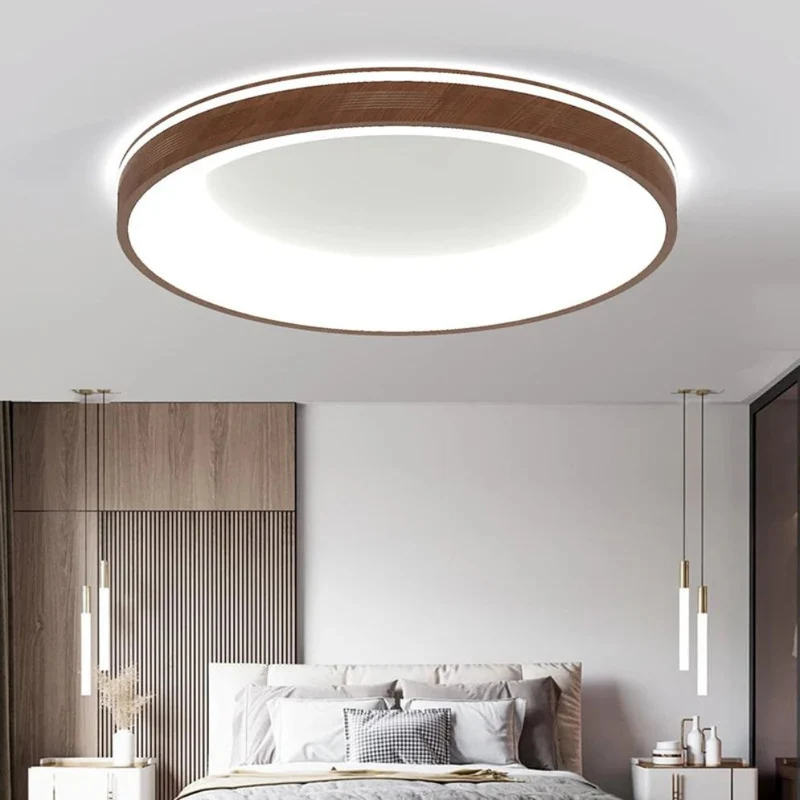 Plafonnier Salon Scandinave Circulaire – Cœur Bois, Diffusion Homogène