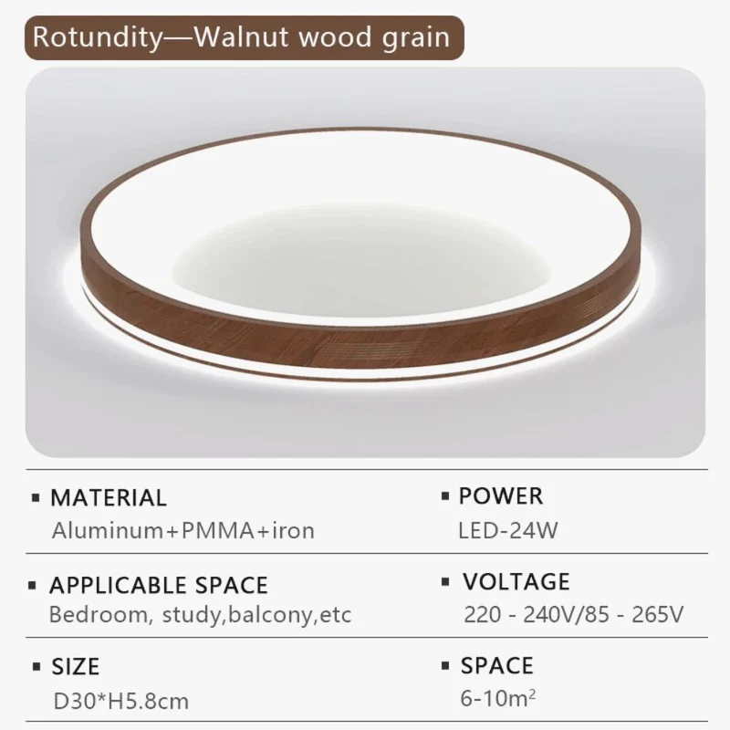 Plafonnier Salon Scandinave Circulaire – Cœur Bois, Diffusion Homogène